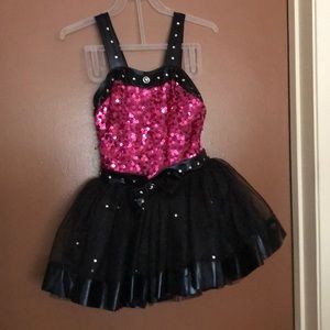 A pink and black dress with pink sequin ✨